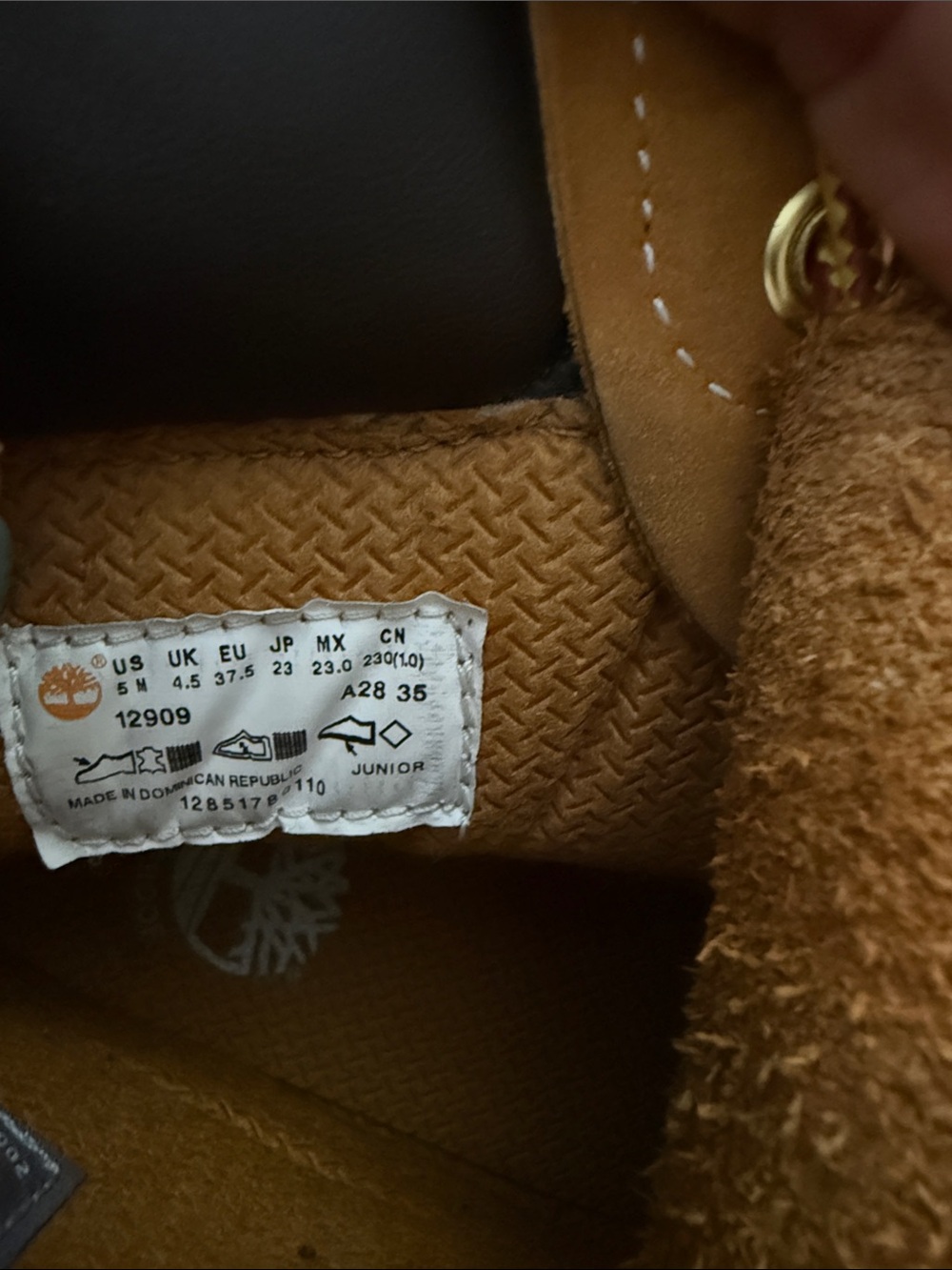 Timberland premium Waterproof bootWheat Nubuck Sz 5M Junior’s - Picture 5 of 7